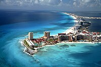 Aerial view of Cancún