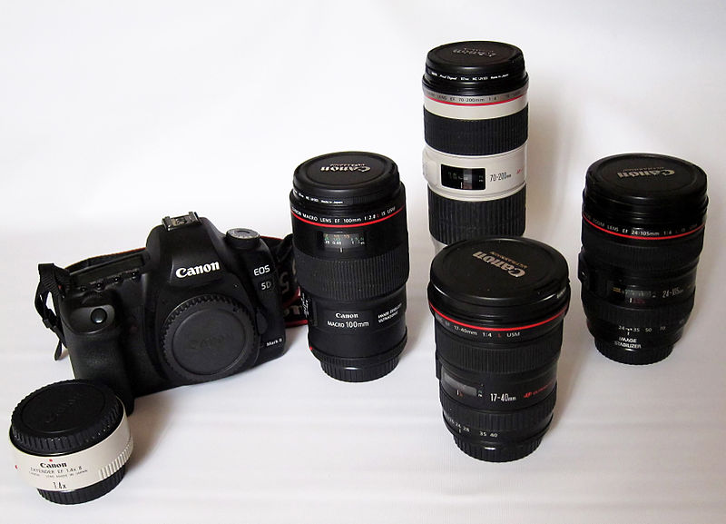 File:Canon EOS 5D Mark II and some Canon lenses.jpg