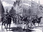 D'Allonville's cavalry patrolled Paris during Napoleon III's 1851 coup. Three to four hundred people were killed in street fighting after the coup d'état.