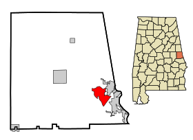 Chambers County Alabama Incorporated and Unincorporated areas Huguley Highlighted.svg