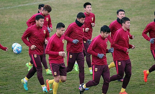 The Chinese national team in Tehran before a 2018 FIFA World Cup qualification match against Iran