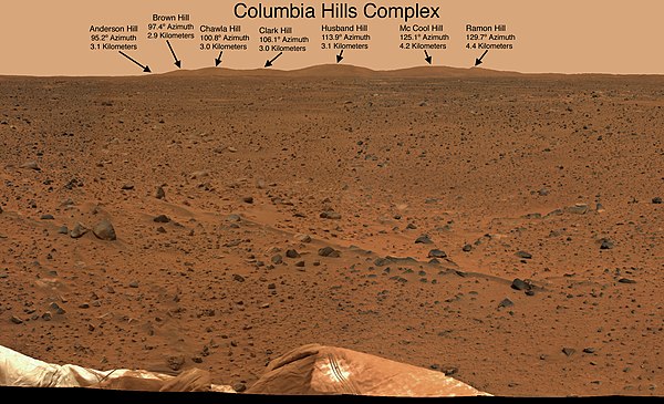 The view of Columbia Hills from the Spirit landing site