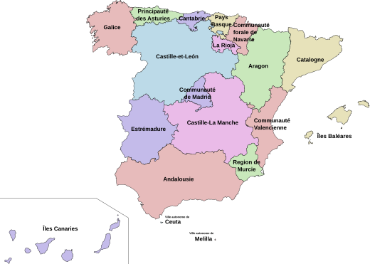 Géographie de l'Espagne 520px-Comunidades_aut%C3%B3nomas_de_Espa%C3%B1a-fr.svg