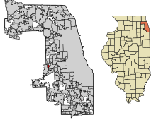 Cook County Illinois Sisällytetyt ja rekisteröimättömät alueet Indian Head Park Highlighted.svg