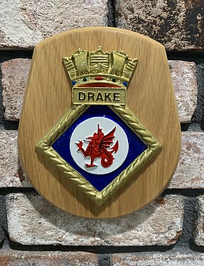 Crest from Her Majesty's Naval Base, Devonport (HMNB Devonport), also known as HMS Drake