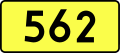 English: Sign of DW 562 with oficial font Drogowskaz and adequate dimensions.