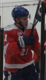 Tyrell with the Syracuse Crunch in 2013 DanaTyrell.png