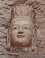 Head of a Boddhisattva in Grotto 18 at the Yungang Grottoes near Datong, Shanxi.