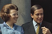 The royal family on the steps of Soestdijk Palace at the parade on Queen's Day (1 May 1972)