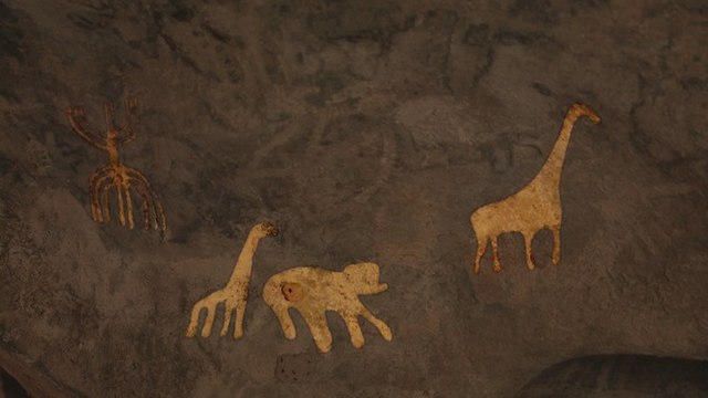 Wild animals depicted in the caves of Dhaymoole, many of which have gone extinct in the region