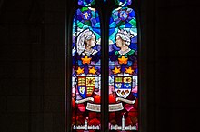 The special Diamond Jubilee window of Queen Elizabeth II alongside Queen Victoria's Diamond Jubilee window Diamond Jubilee of Queen Elizabeth II - Canadian Senate Foyer (14579919150).jpg