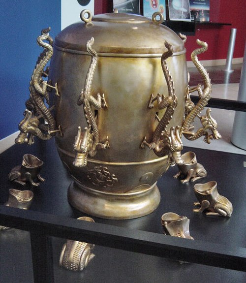 Replica of Zhang Heng's seismoscope, possibly the first contribution to seismology