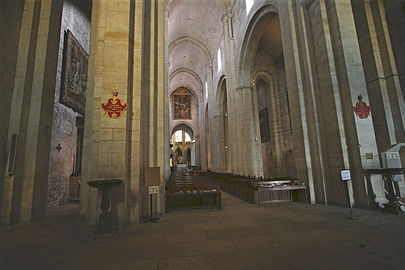 Cathédrale Saint-Trophime : nef et collatéral romans.