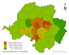 Einwohnerdichte der einzelnen Stadtteile