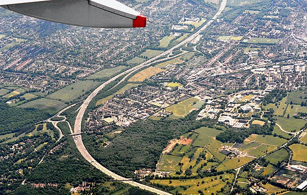 The M25 motorway at Leatherhead