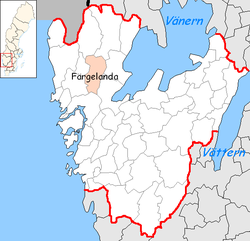 Община Фериеланда на картата на лен Вестра Йоталанд, Швеция