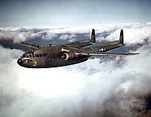 Fairchild C-119 Flying Boxcar in flight, 1952 Fairchild C-119B of the 314th Troop Carrier Group in flight, 1952 (021001-O-9999G-016).jpg