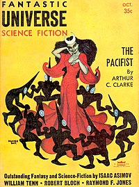 obálka amerického magazínu Fantastic Universe z října 1956 s Clarkovou povídkou The Pacifist