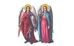 Himara, autonomous district, during the Ottoman period, depicting the Archangels (Taxiarches) Michael and Gabriel.