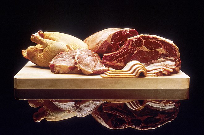 A selection of uncooked red meat, pork and poultry