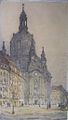 Blick auf die Frauenkirche zu Dresden, 19./20. Jh., Aquarell über Bleistift. 27,5 x 16 cm (Künstler unbekannt, undeutlich signiert)