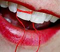 Free Macro White Teeth With Dental Floss and Red Lipstick Creative Commons (509495525).jpg