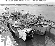 USS LST-646 and USS LST-662 in ABSD-6, in Apra Harbor, Guam, 29 May 1945