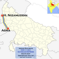 Гатиманский экспресс (Агра - Низамуддин) маршрут map.png