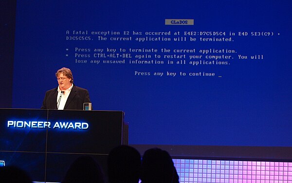 As part of the alternate reality game related to Portal 2's announcement at the 2010 Game Developers Conference, Valve produced a blue screen of death