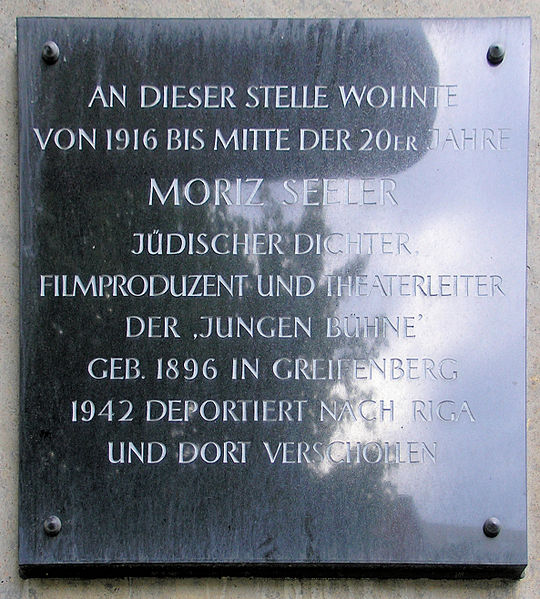 Plik:Gedenktafel Brandenburgische Str 36 (Wilmd) Moriz Seeler.JPG