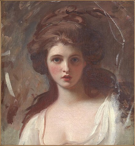 George Romney's c. 1782 portrait of Emma Hamilton as Circe. It was used to illustrate numerous books, including Wuthering Heights