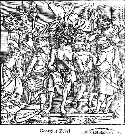 Dózsa's execution (contemporary woodcut)