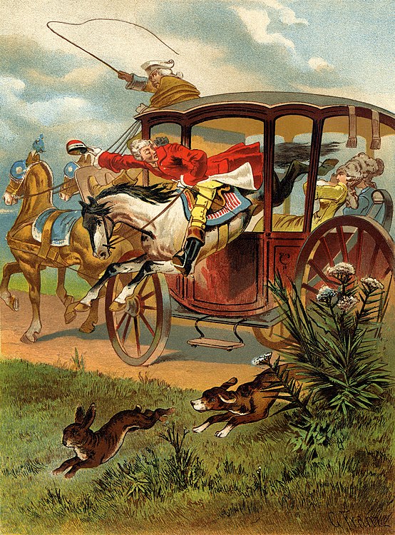 Picture 6: Munchausen jumping through a carriage