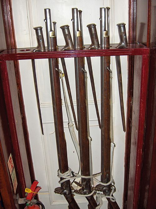 Muskets and bayonets aboard the frigate Grand Turk