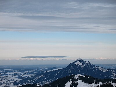 Ausblick: Mountain Grünten from Riedberger Horn.