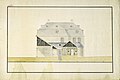Grundriss, Rückansicht und Schnitt eines Badehauses in Langenschwalbach, heute Bad Schwalbach, um 1800.jpg