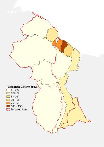 Guyana's population density in 2012 (people per km2)