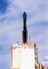 A large rocket lifting off from a launch pad