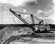 Big Muskie was built in 1969 as the world's largest ever dragline excavator, being 487 ft (148 m) in length, weighing 13,500 short tons (12,247 t), and hoisting a 220 cu yd (168.2 m3) bucket that could move 325 short tons (295 t) of material at a pass. It's top speed was 0.1 miles per hour (0.16 km/h).