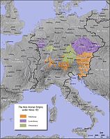 Šventoji Romos imperija valdant imperatoriui Henrikui VII,   Violetine spalva pažymėtos Liuksemburgo žemės