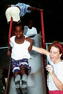 Haitian refugee children playing in the playground after school Haitian refugee children get to play in 1994..jpeg