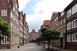 Peterstraße in Hamburg, west view from Hütten.