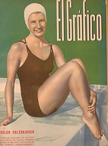Helen Crlenkovich, a female diver, featured on the cover of a magazine