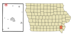 Henry County Iowa Incorporated and Unincorporated areas Wayland Highlighted.svg