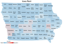 1 bedroom rent by county in Iowa (2021)

$2,000+

$1,000

~$500 Iowa Rent.webp