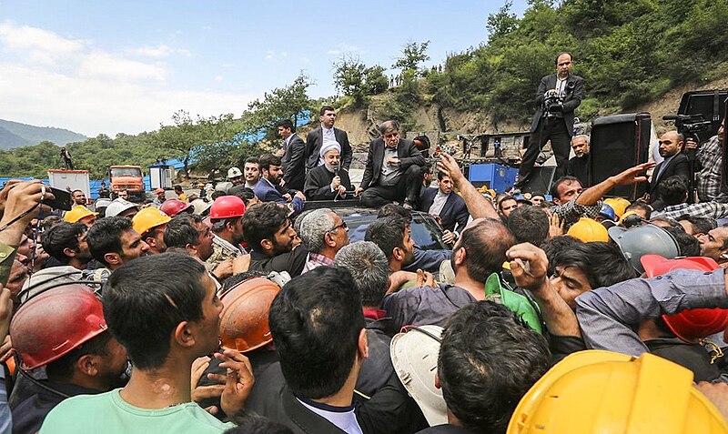 File:Iranian President Hassan Rouhani delivers speech between Yurt coal mine workers 03.jpg