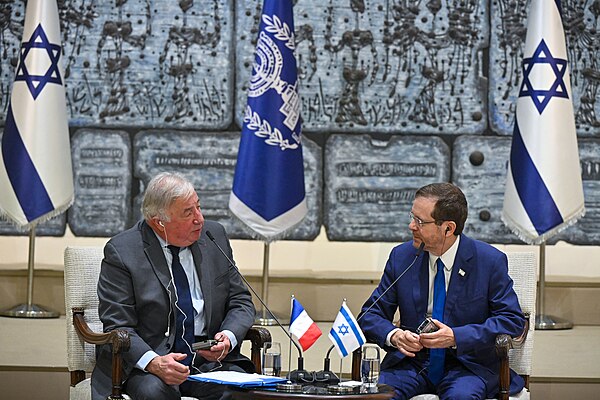 Larcher with Israeli President Isaac Herzog in Jerusalem, Israel, 21 December 2023