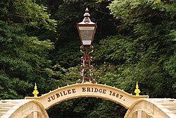 Detail of Jubilee Bridge, Matlock Bath, Derbyshire.