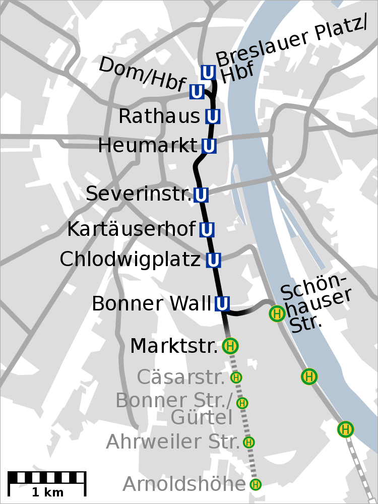 Strecke der Nord-Süd-Stadtbahn