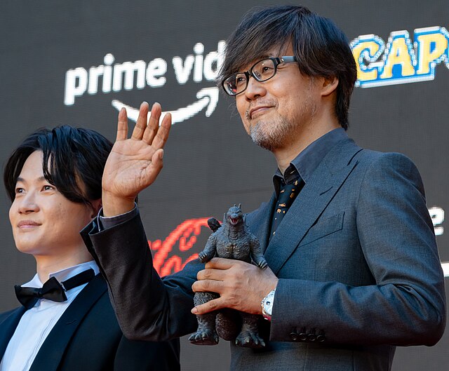 Yamazaki (right) with actor Ryunosuke Kamiki at the 36th Tokyo International Film Festival